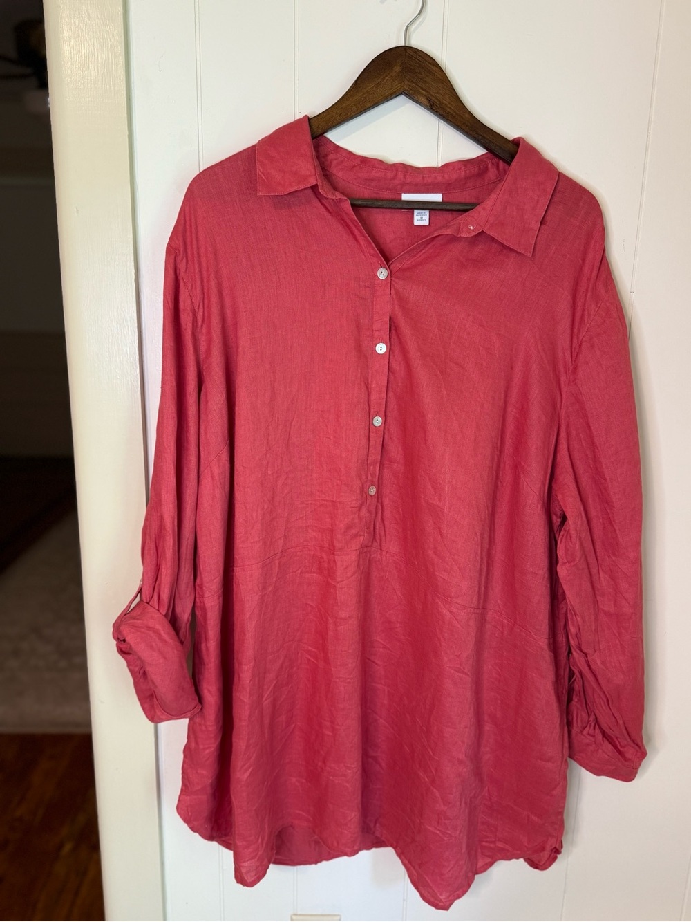 J. Jill Love Linen Coral Button Tunic 3X Top